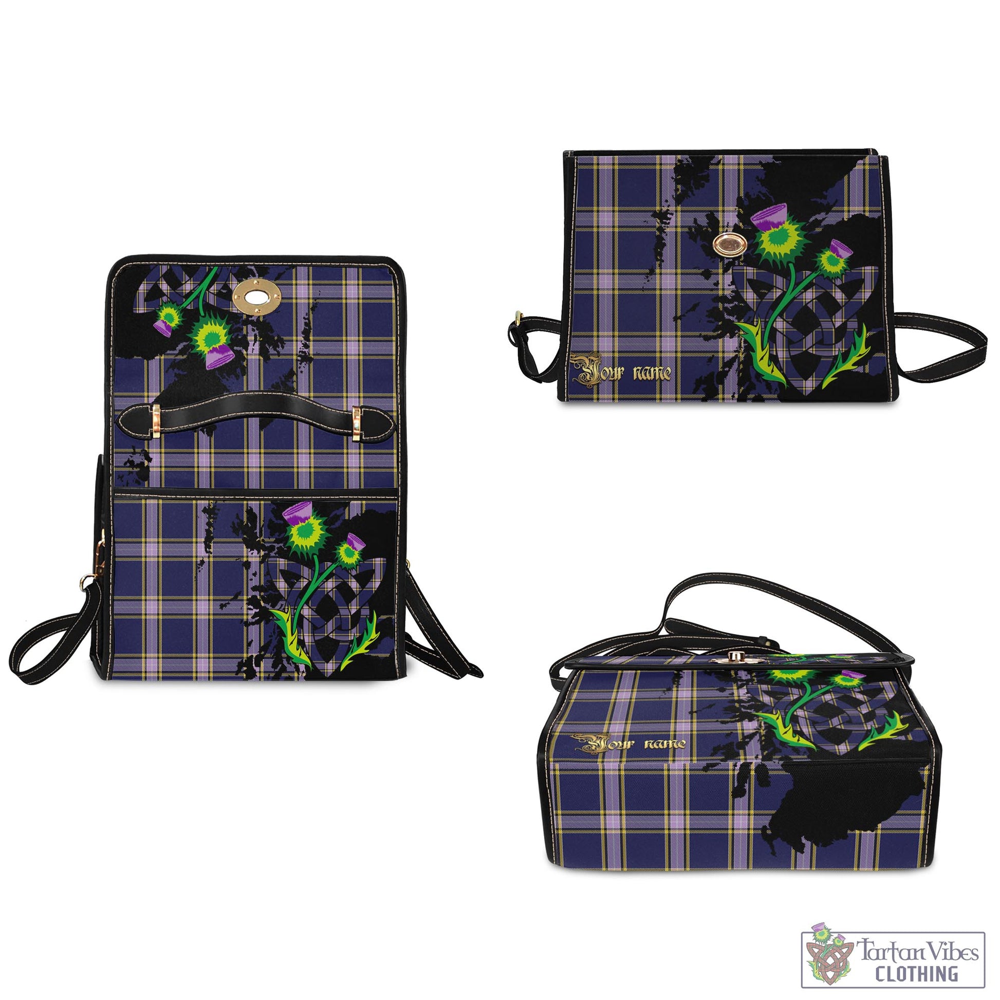 Tartan Vibes Clothing Nunavut Territory Canada Tartan Waterproof Canvas Bag with Scotland Map and Thistle Celtic Accents