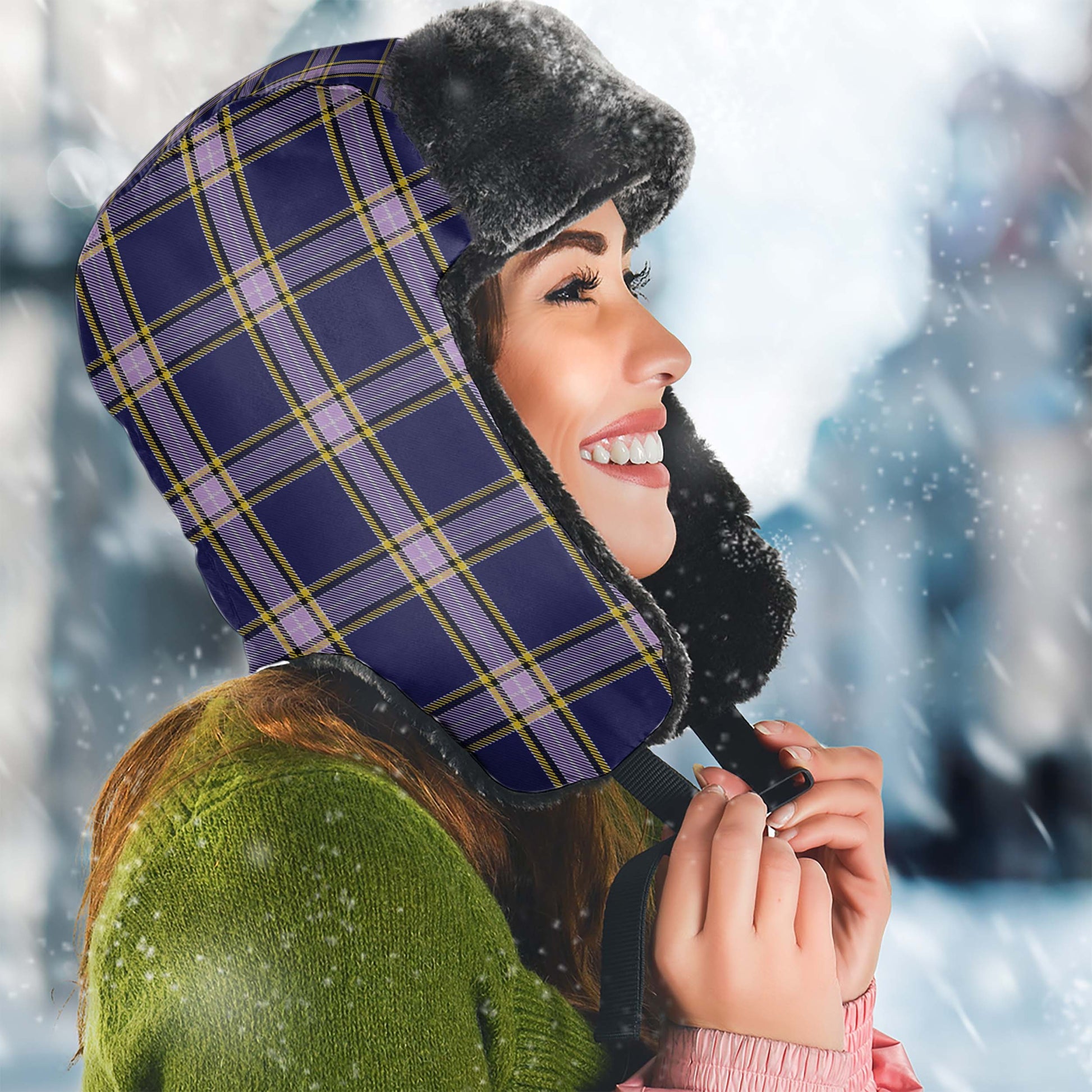 Nunavut Territory Canada Tartan Winter Trapper Hat - Tartanvibesclothing