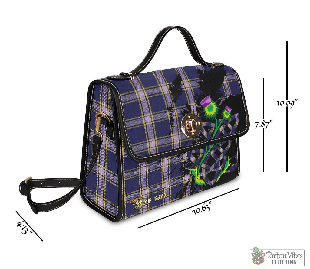 Tartan Vibes Clothing Nunavut Territory Canada Tartan Waterproof Canvas Bag with Scotland Map and Thistle Celtic Accents