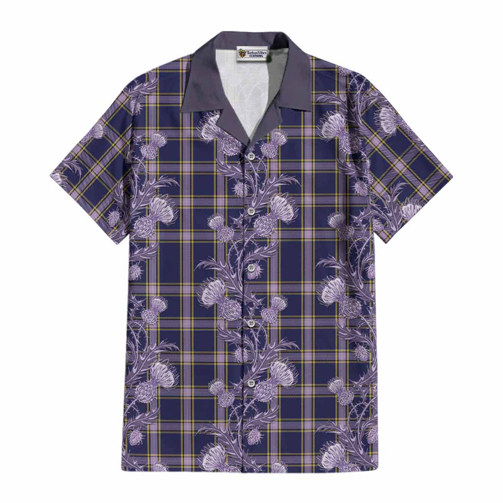 Nunavut Territory Canada Tartan Cotton Hawaiian Shirt Seamless Scottish Thistle Flowers