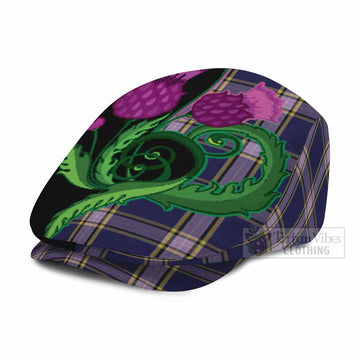 Nunavut Territory Canada Tartan Flat Cap, Jeff Cap Traditional Scottish Thistle