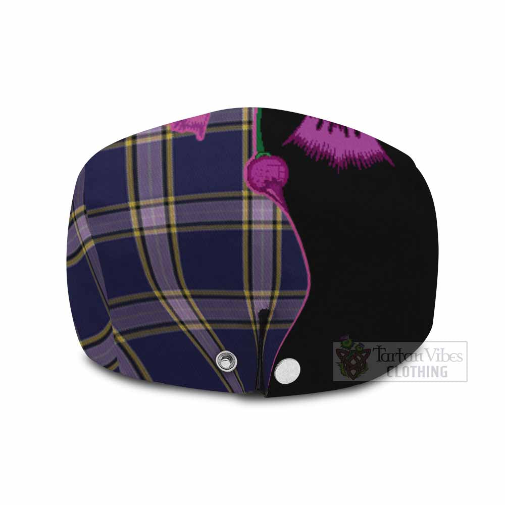 Nunavut Territory Canada Tartan Flat Cap, Jeff Cap Traditional Scottish Thistle