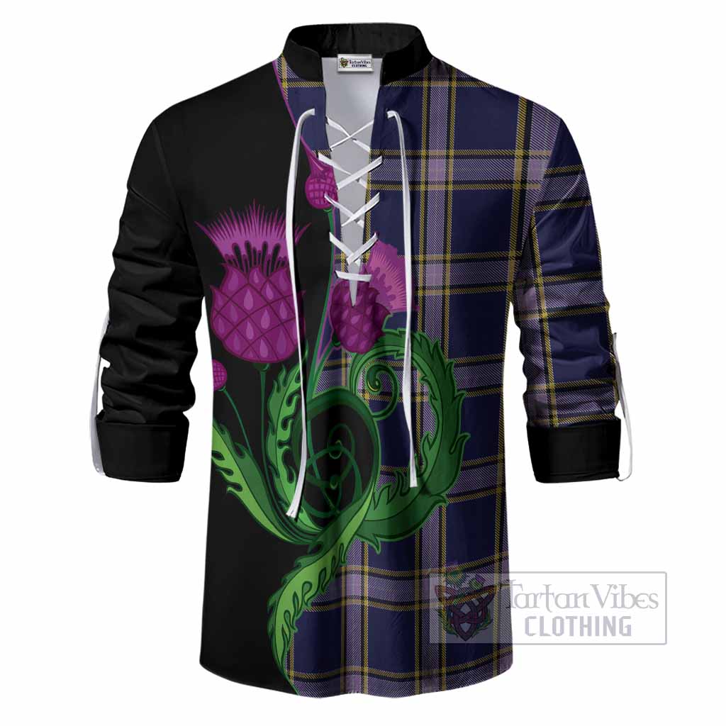 Nunavut Territory Canada Tartan Ghillie Shirt Traditional Scottish Thistle