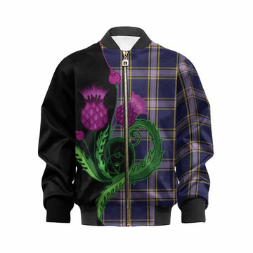 Nunavut Territory Canada Tartan Kid Bomber Jacket Traditional Scottish Thistle
