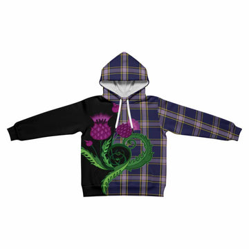 Nunavut Territory Canada Tartan Kid Hoodie Traditional Scottish Thistle