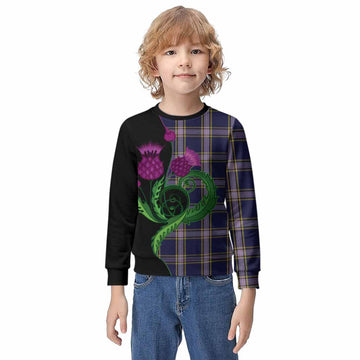 Nunavut Territory Canada Tartan Kid Knitted Sweatshirt Traditional Scottish Thistle