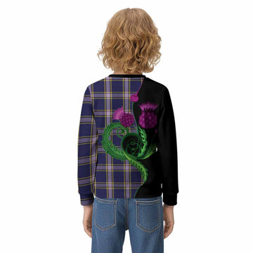 Nunavut Territory Canada Tartan Kid Knitted Sweatshirt Traditional Scottish Thistle
