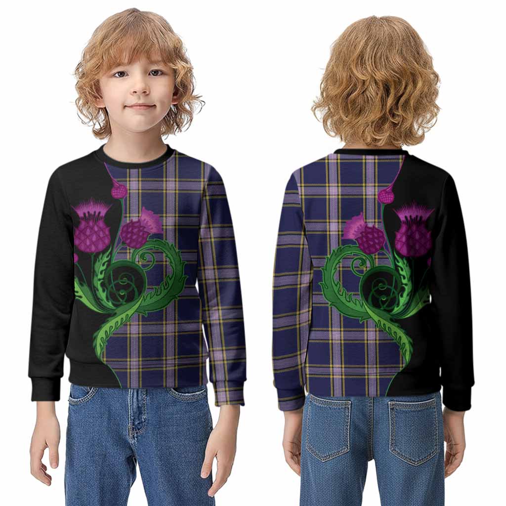 Nunavut Territory Canada Tartan Kid Knitted Sweatshirt Traditional Scottish Thistle