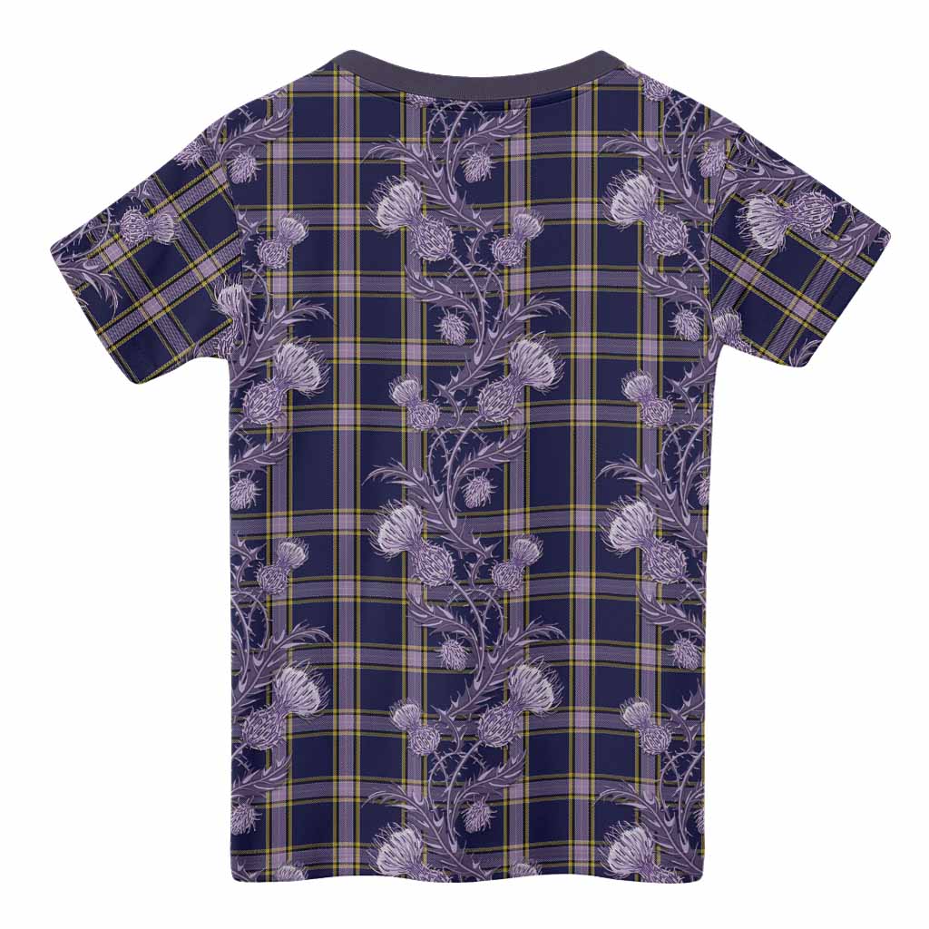 Nunavut Territory Canada Tartan Kid T-shirt Seamless Scottish Thistle Flowers