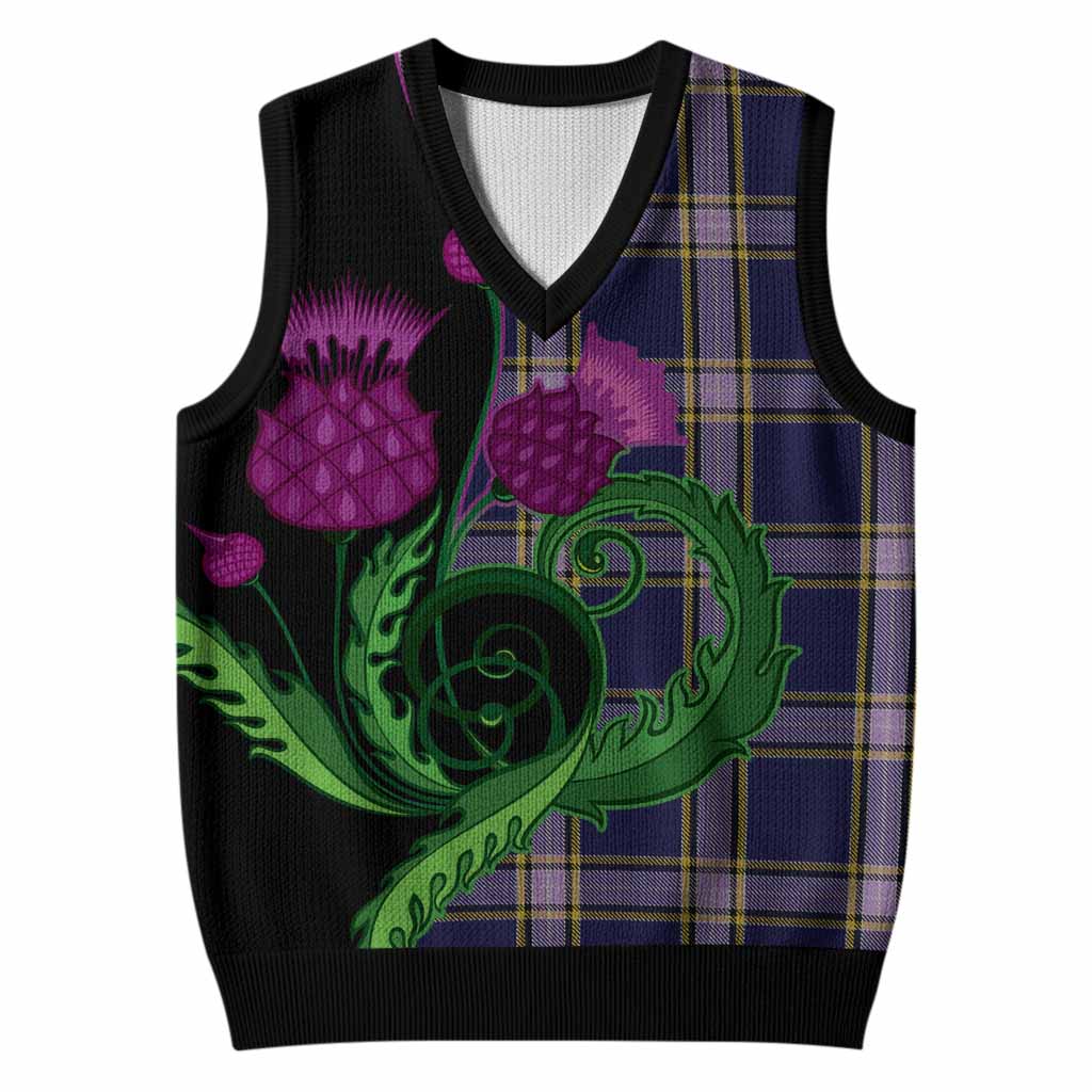 Nunavut Territory Canada Tartan Knitted V-Neck Vest Traditional Scottish Thistle