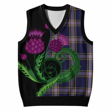 Nunavut Territory Canada Tartan Knitted V-Neck Vest Traditional Scottish Thistle