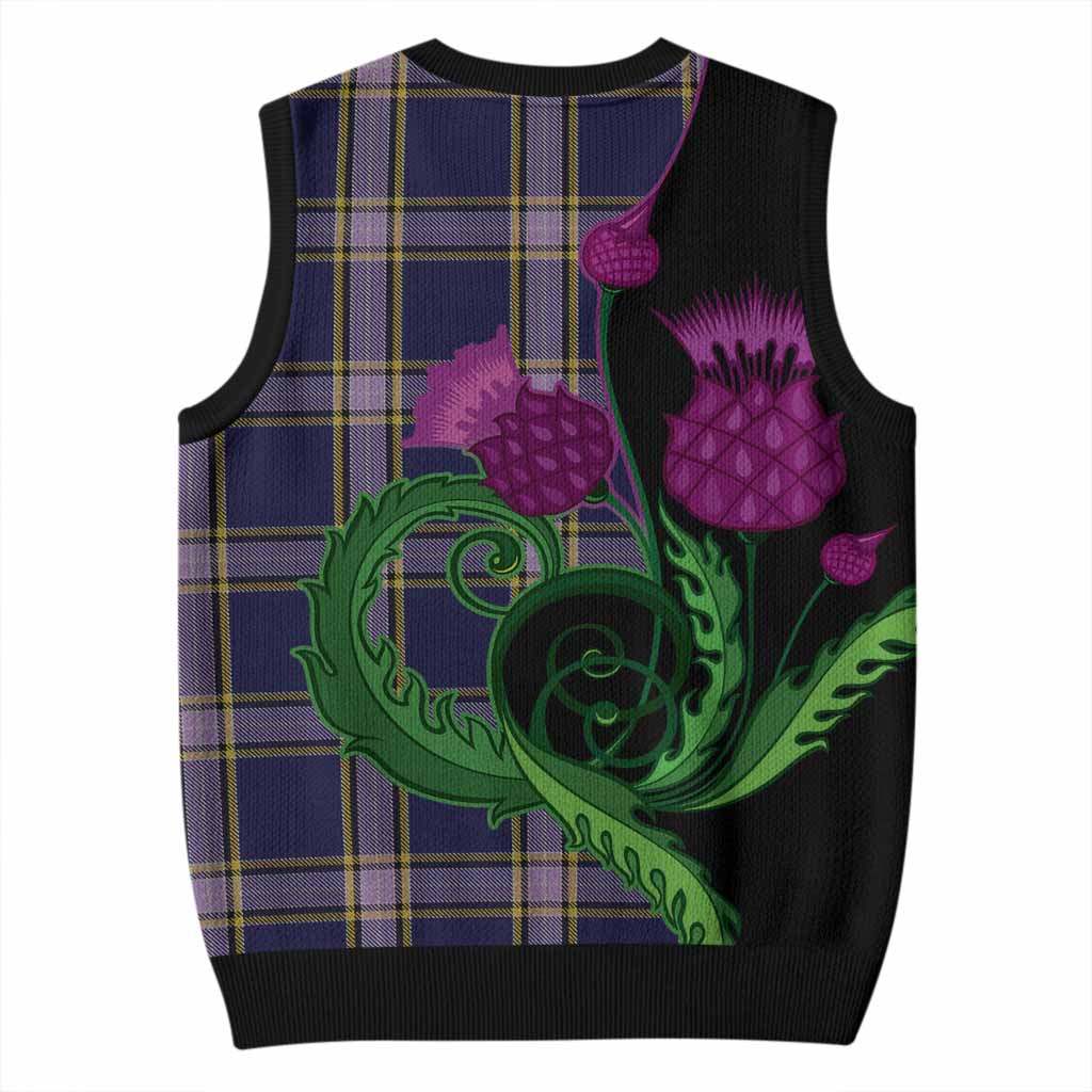Nunavut Territory Canada Tartan Knitted V-Neck Vest Traditional Scottish Thistle