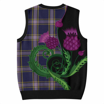 Nunavut Territory Canada Tartan Knitted V-Neck Vest Traditional Scottish Thistle