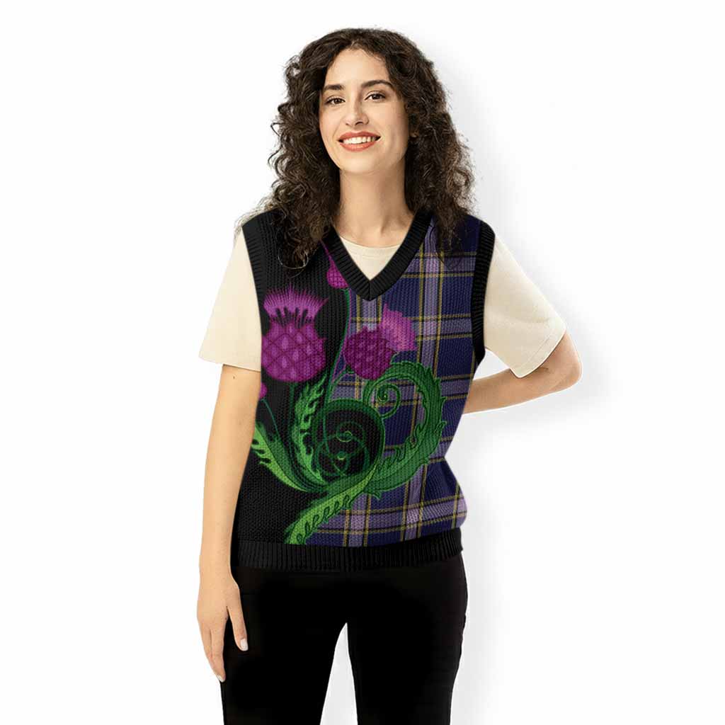 Nunavut Territory Canada Tartan Knitted V-Neck Vest Traditional Scottish Thistle