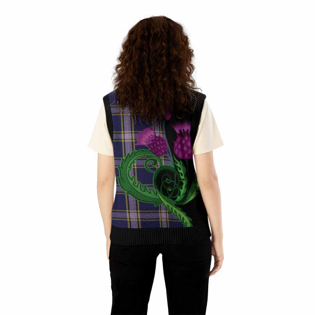 Nunavut Territory Canada Tartan Knitted V-Neck Vest Traditional Scottish Thistle