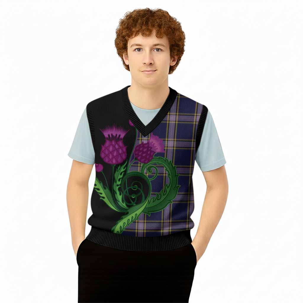 Nunavut Territory Canada Tartan Knitted V-Neck Vest Traditional Scottish Thistle