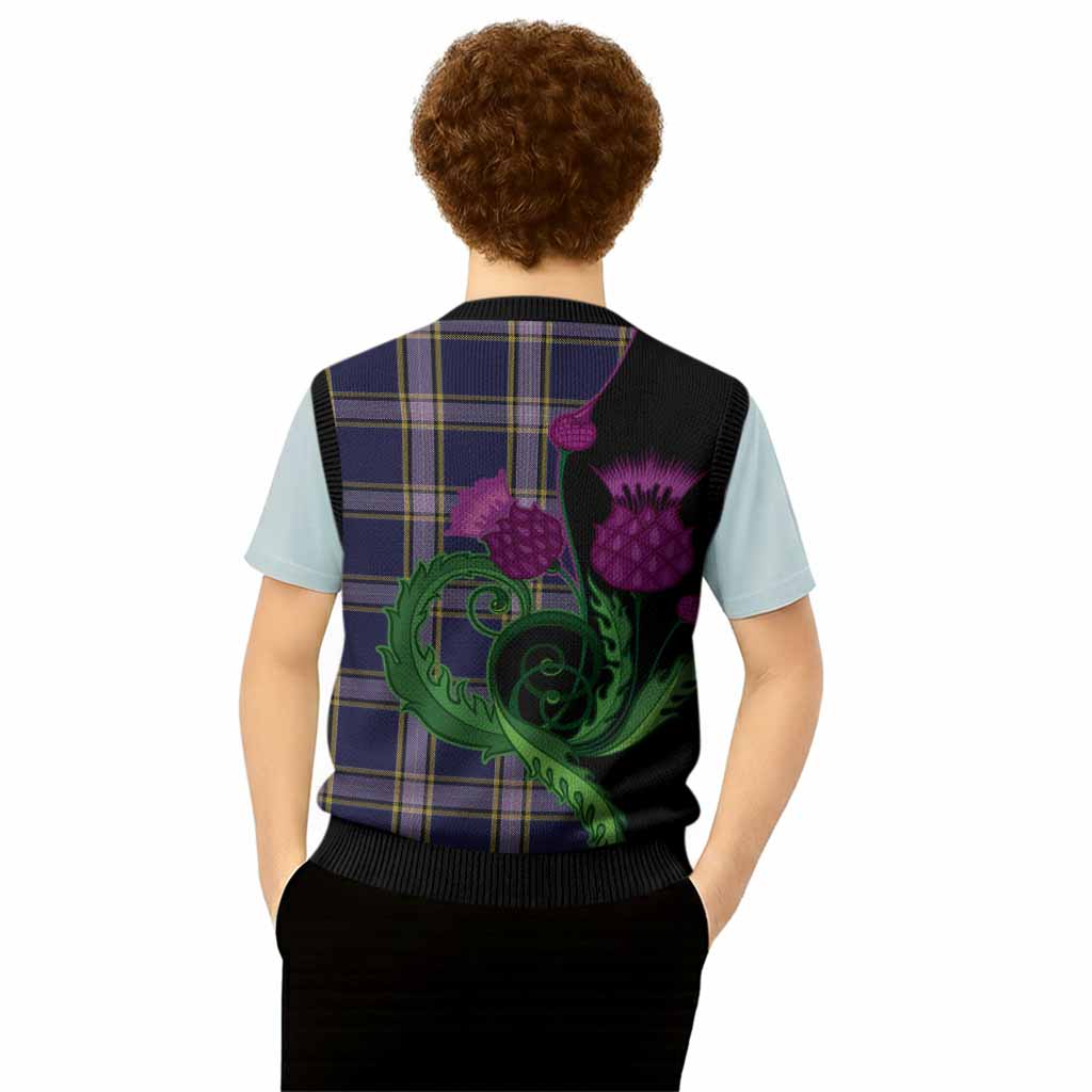 Nunavut Territory Canada Tartan Knitted V-Neck Vest Traditional Scottish Thistle