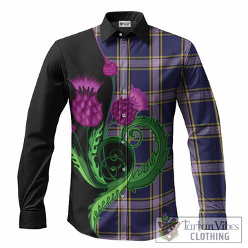 Nunavut Territory Canada Tartan Long Sleeve Button Shirts Traditional Scottish Thistle