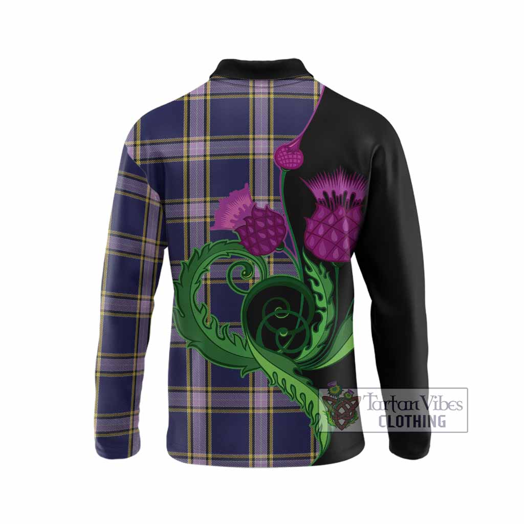 Nunavut Territory Canada Tartan Long Sleeve Polo Shirt Traditional Scottish Thistle