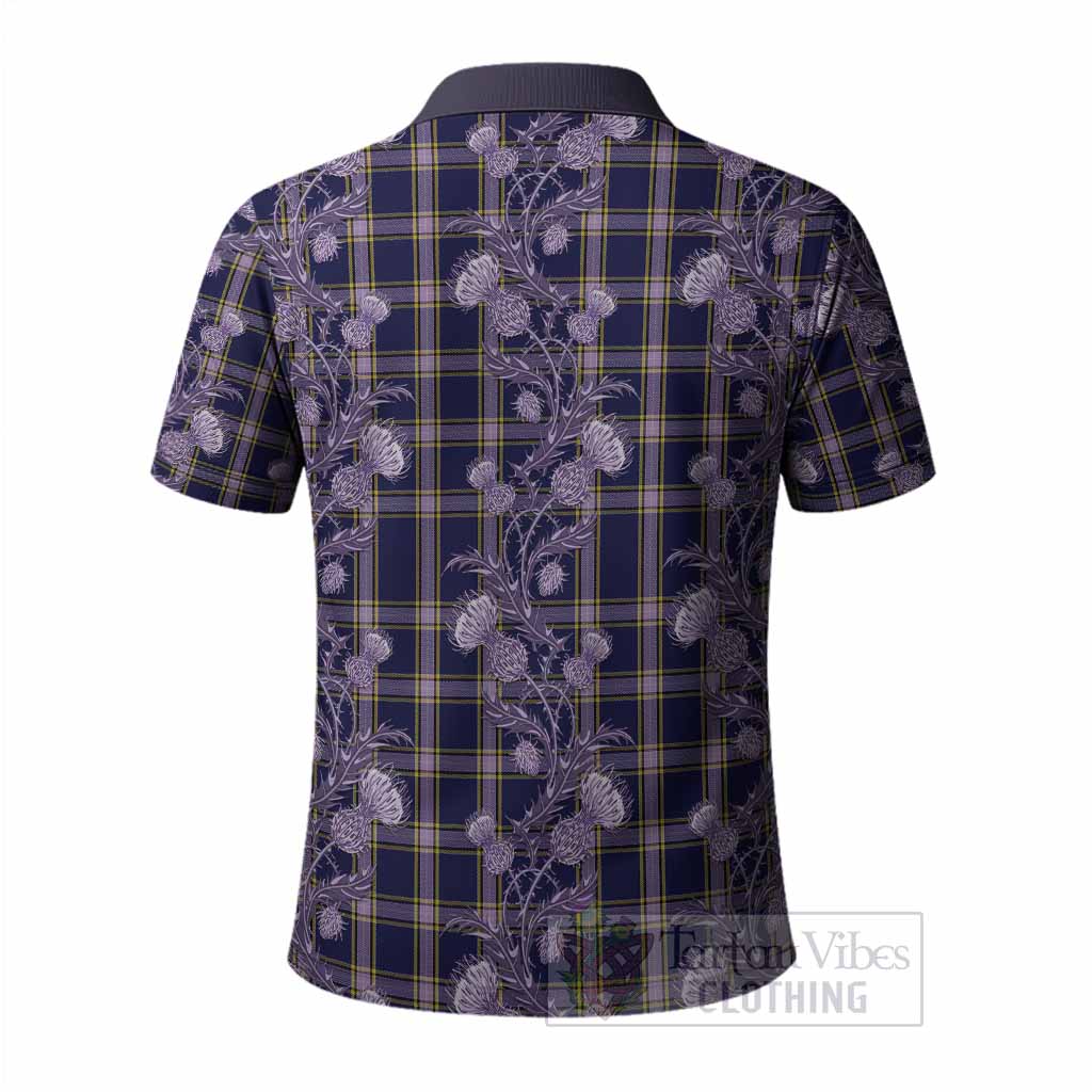 Nunavut Territory Canada Tartan Polo Shirt Seamless Scottish Thistle Flowers