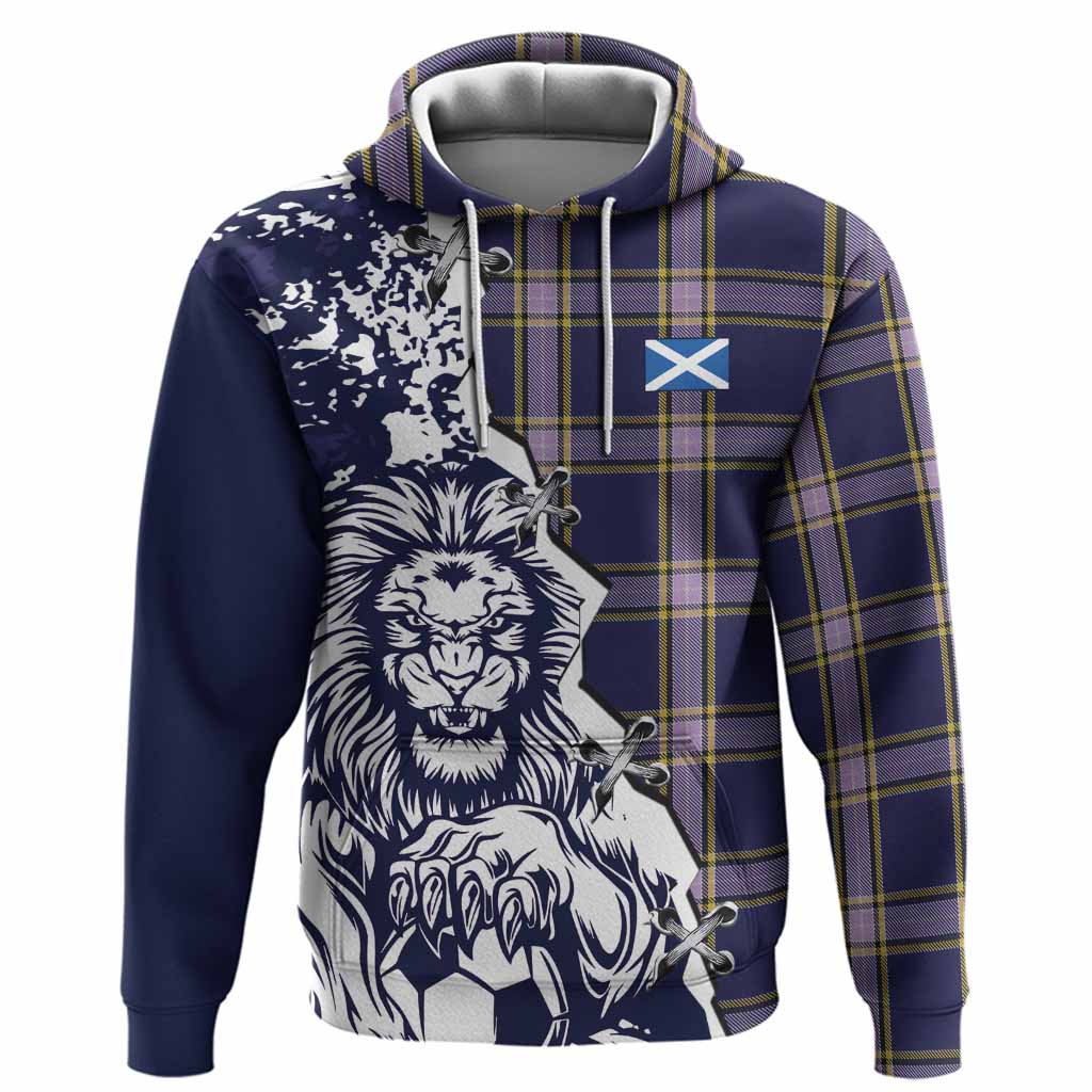Nunavut Territory Canada Tartan Scottish Hoodie Angry Lion With Soccer Ball Style