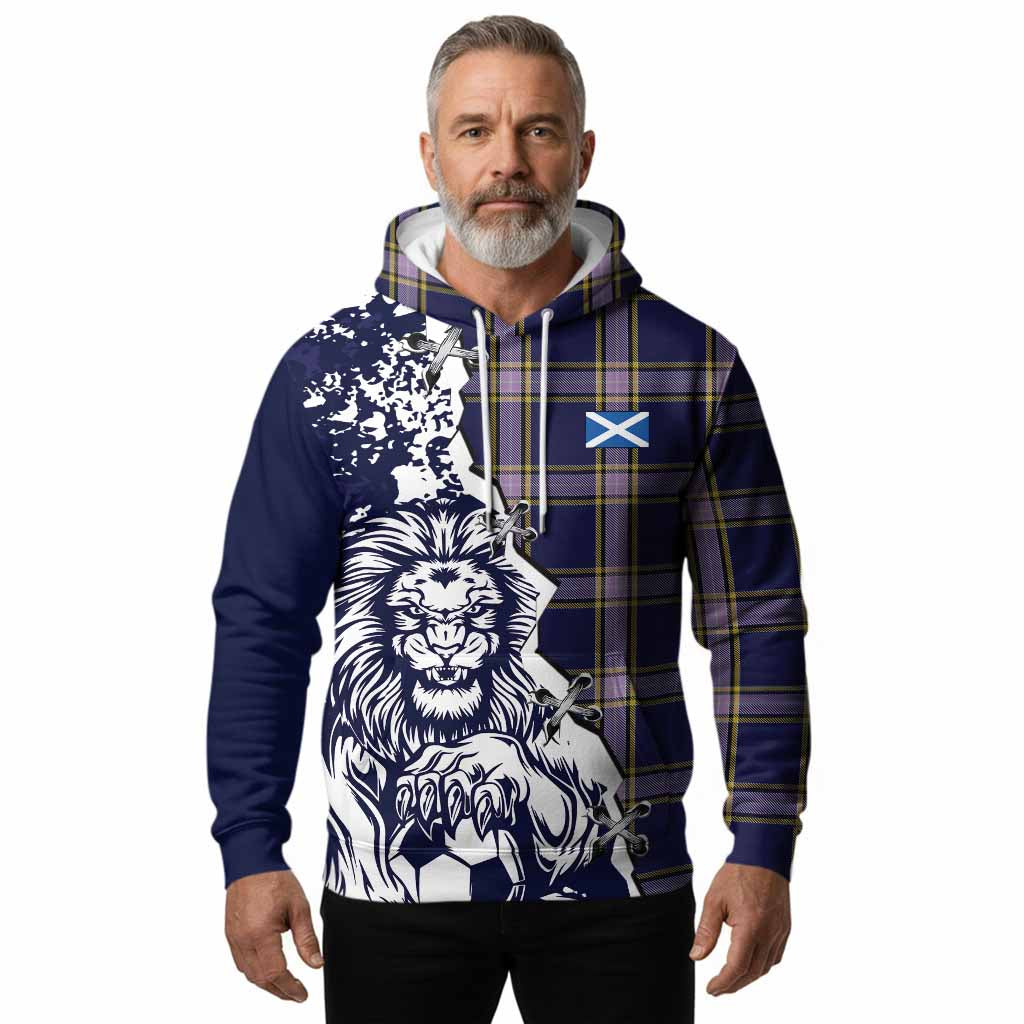 Nunavut Territory Canada Tartan Scottish Hoodie Angry Lion With Soccer Ball Style