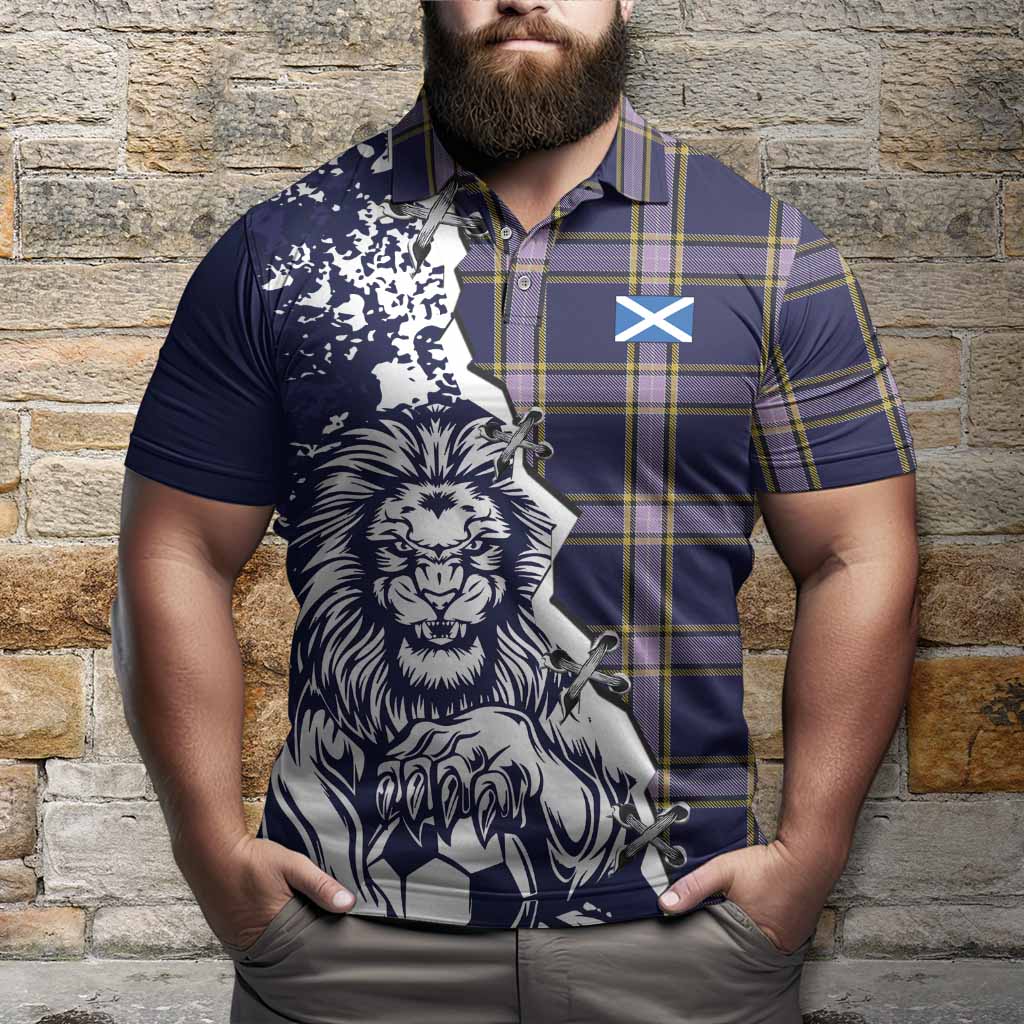 Nunavut Territory Canada Tartan Scottish Polo Shirt Angry Lion With Soccer Ball Style