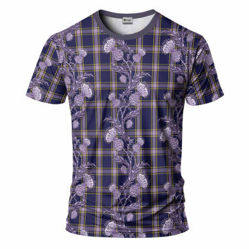 Nunavut Territory Canada Tartan T-Shirt Seamless Scottish Thistle Flowers