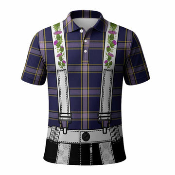 Nunavut Territory Tartan Lederhosen Costume Polo Shirt Scotland Thistle Floral