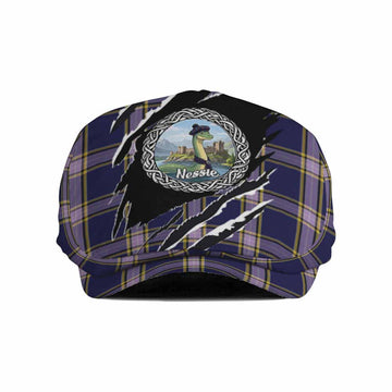 Nunavut Territory Tartan Loch Ness Monster Flat Cap, Jeff Cap Celtic Knot Nessie Art