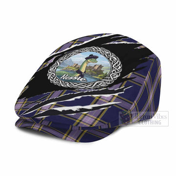 Nunavut Territory Tartan Loch Ness Monster Flat Cap, Jeff Cap Celtic Knot Nessie Art