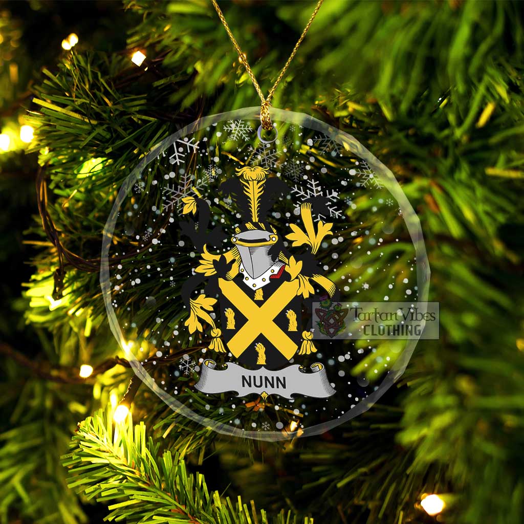 Tartan Vibes Clothing Nunn Irish Clan Christmas Glass Ornament with Coat of Arms