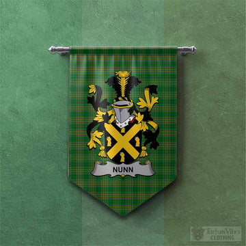 Nunn Irish Clan Tartan Gonfalon, Tartan Banner with Coat of Arms