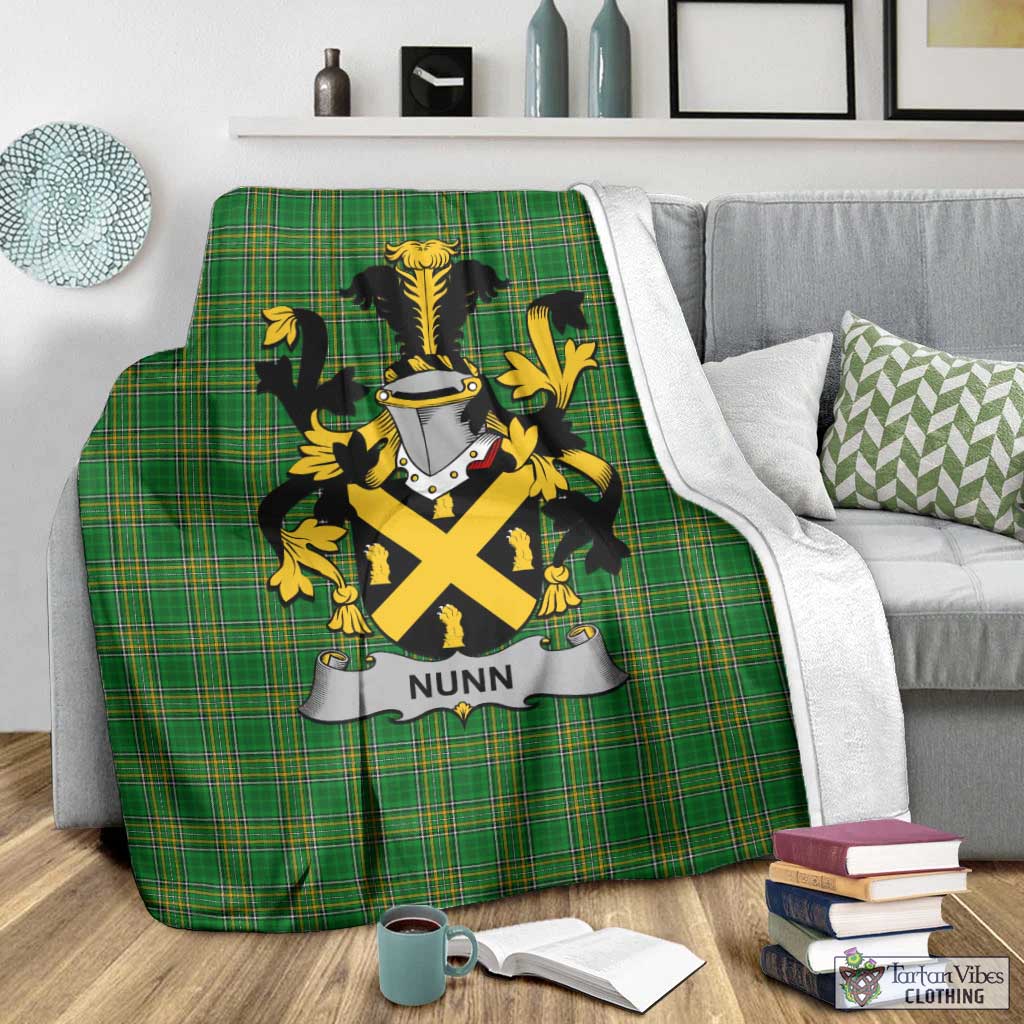 Tartan Vibes Clothing Nunn Irish Clan Tartan Blanket with Coat of Arms