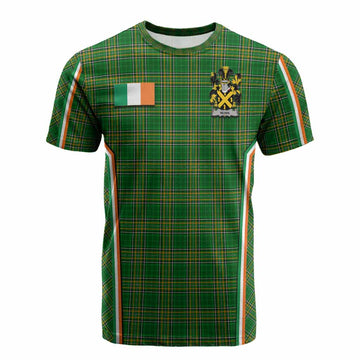 Nunn Irish Clan Coat of Arm Tartan Cotton T-shirt Flag Style