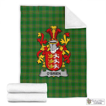 Tartan Vibes Clothing O_Brien Irish Clan Tartan Blanket with Coat of Arms