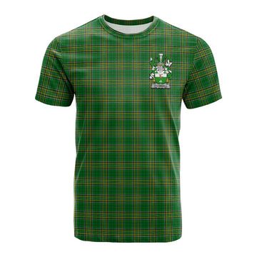 Tartan Vibes Clothing O_Connell Irish Clan Tartan Cotton T-shirt with Coat of Arms
