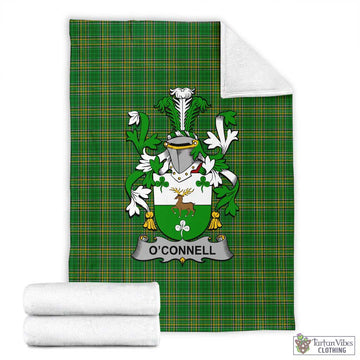 Tartan Vibes Clothing O_Connell Irish Clan Tartan Blanket with Coat of Arms