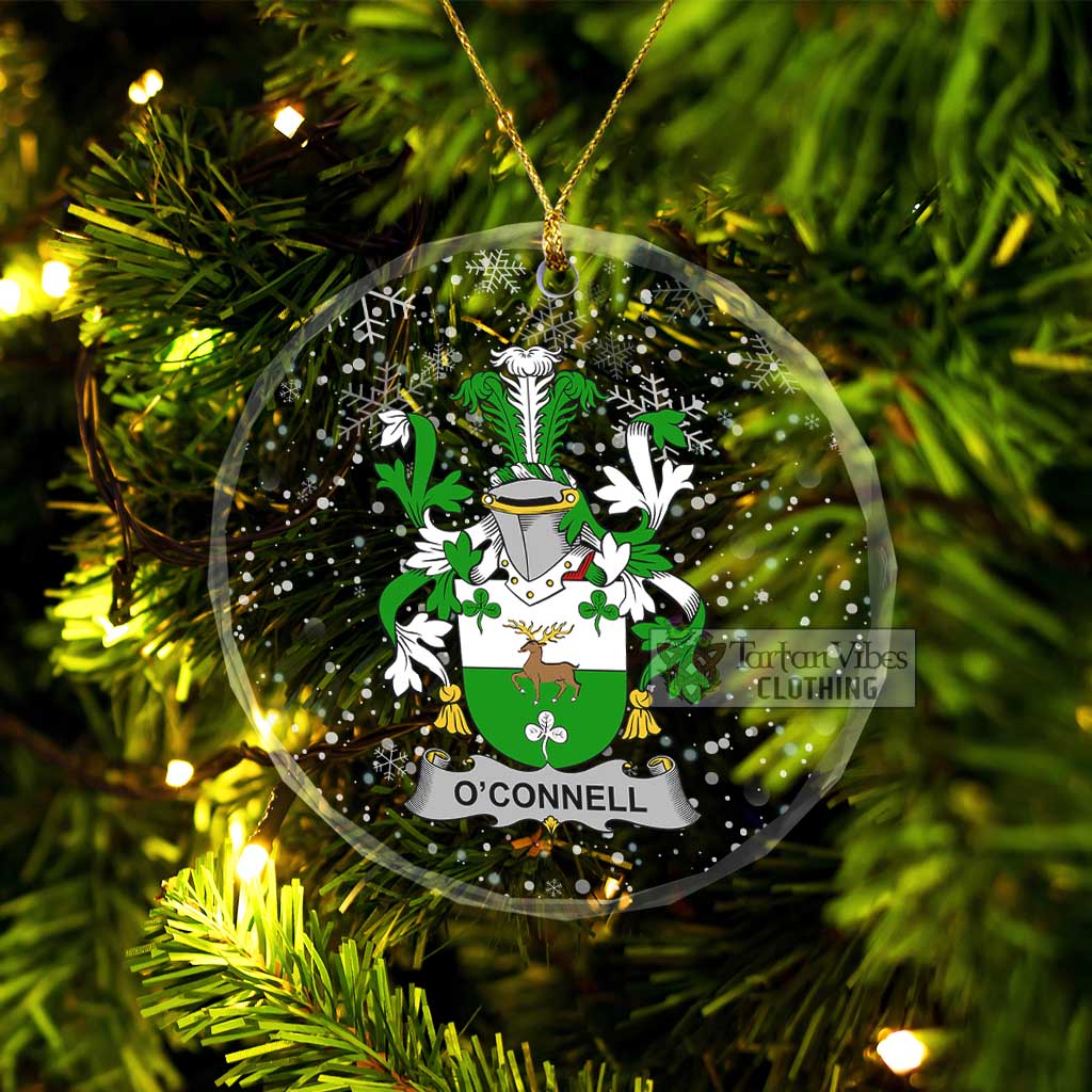 Tartan Vibes Clothing O_Connell Irish Clan Christmas Glass Ornament with Coat of Arms
