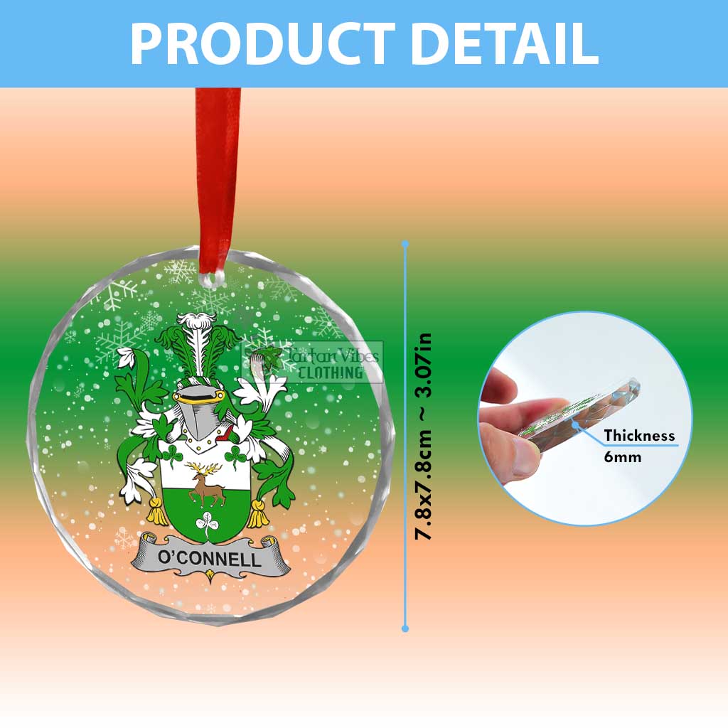Tartan Vibes Clothing O_Connell Irish Clan Christmas Glass Ornament with Coat of Arms