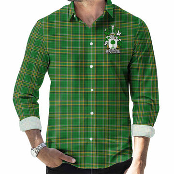 O'Connor 2 Irish Clan Tartan Long Sleeve Button Up with Coat of Arms Men's Shirt - Tartan Vibes Clothing