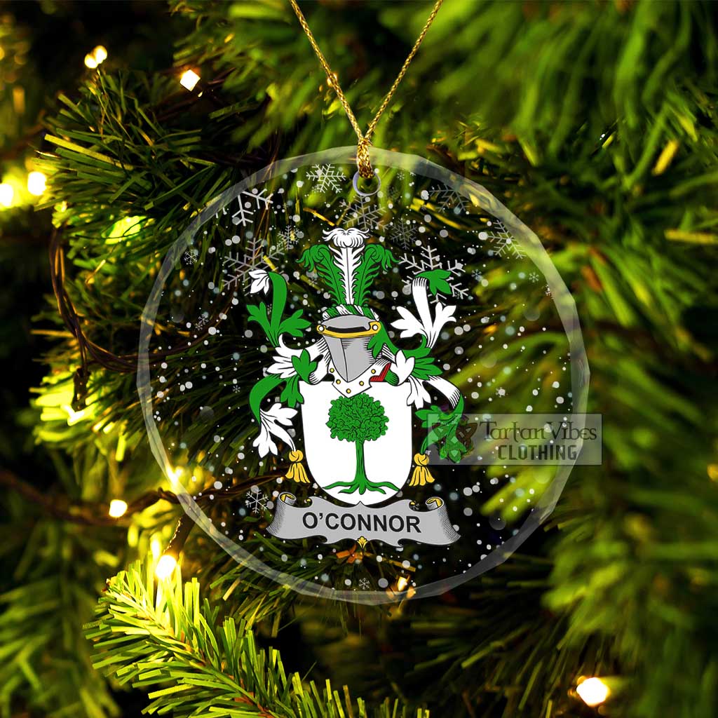 O'Connor 2 Irish Clan Christmas Glass Ornament with Coat of Arms Transparent Glass Circle - 2D-tartanvibesclothing