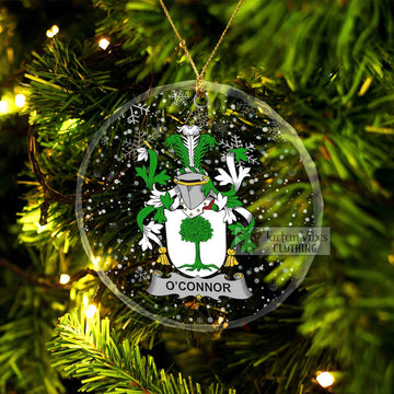 Tartan Vibes Clothing O_Connor 2 Irish Clan Christmas Glass Ornament with Coat of Arms