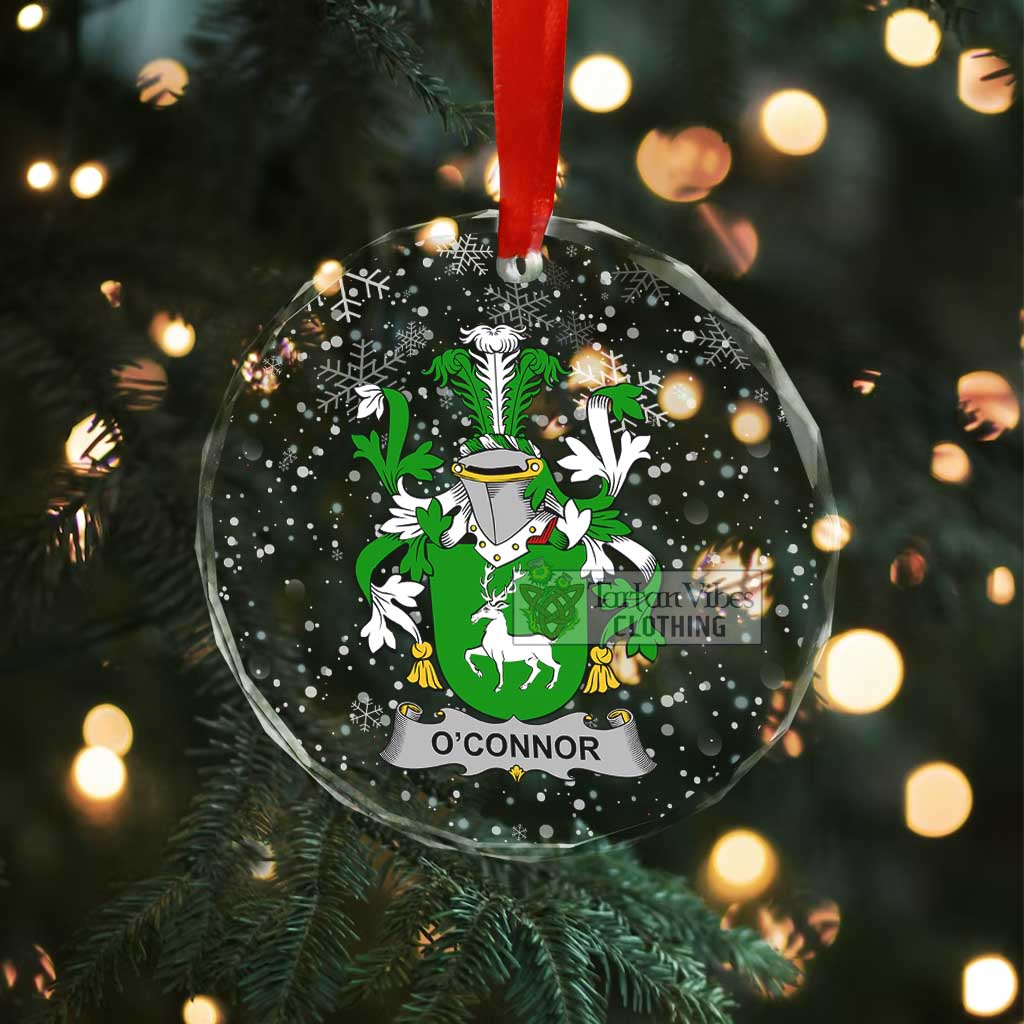 Tartan Vibes Clothing O_Connor Irish Clan Christmas Glass Ornament with Coat of Arms