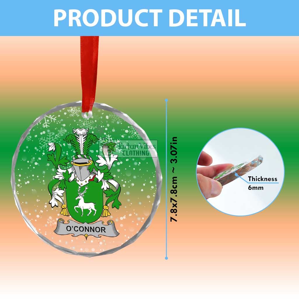 Tartan Vibes Clothing O_Connor Irish Clan Christmas Glass Ornament with Coat of Arms