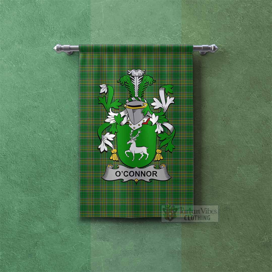 Tartan Vibes Clothing O_Connor Irish Clan Tartan Gonfalon, Tartan Banner with Coat of Arms