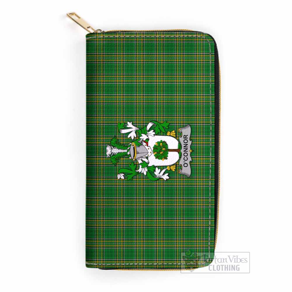 Tartan Vibes Clothing O_Connor (Faly) Irish Clan Tartan Women's Leather Wallet with Coat of Arms
