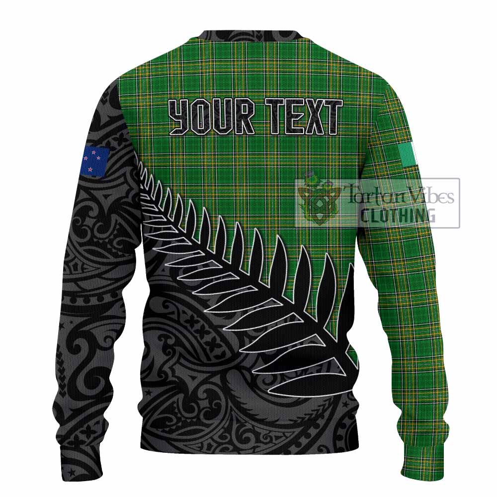 Tartan Vibes Clothing O_Connor (Faly) Irish Clan Tartan Knitted Sweater with Coat of Arms New Zealand Silver Fern Half Style