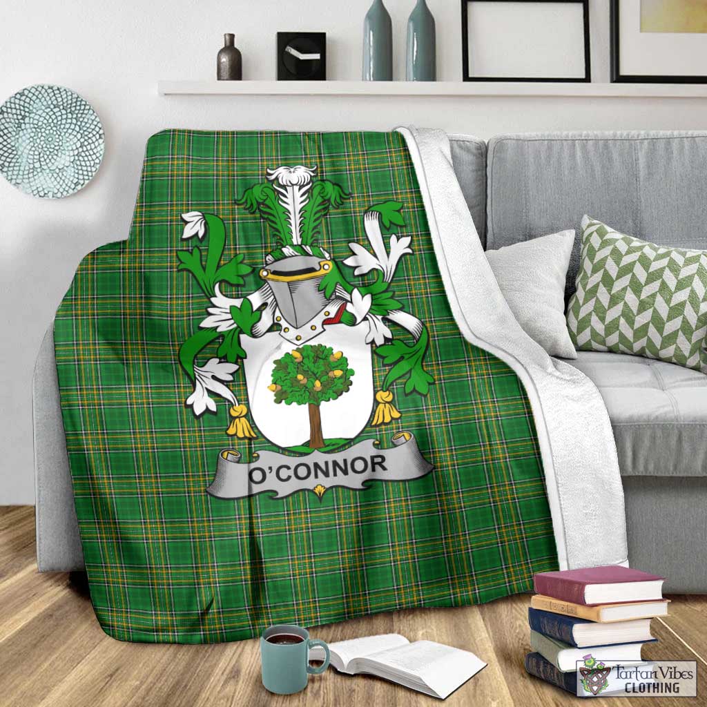 Tartan Vibes Clothing O_Connor (Faly) Irish Clan Tartan Blanket with Coat of Arms