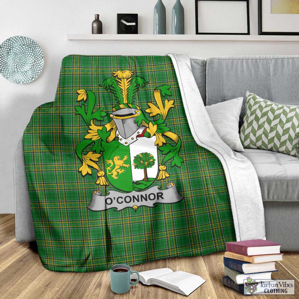 O'Connor (Sligo) Irish Clan Tartan Blanket with Coat of Arms - Tartan Vibes Clothing